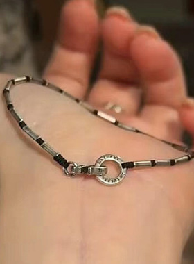 小红书同款时尚圈圈环扣银黑色手链女小众设计感手饰品精致独特款