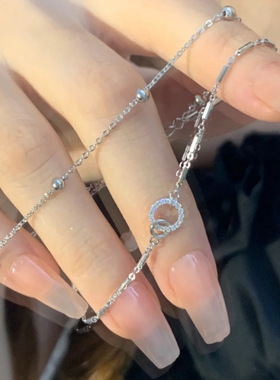 S925纯银环环相扣双层手链女轻奢小众精致闺蜜手串手饰品礼物批发