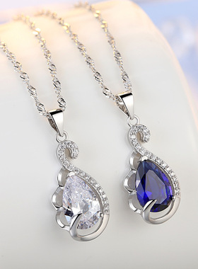 925银天鹅项链女吊坠时尚单钻锆石流行气质日韩短款锁骨链银饰品