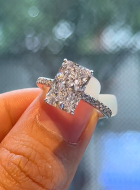 隆隆金新款S925银欧美新款进口高碳钻7*10指环女跨境速卖通热销款