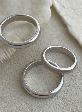 榕树下S925银热卖新款光面泥鳅背戒指简约百搭素圈闭口男女指环潮