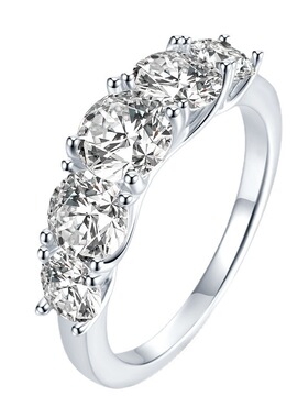 卓之凡珠宝 2023新款925银欧美简约五星光芒高碳钻戒指你仿真大钻