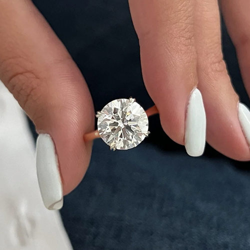 隆隆金新款仿真钻石银戒指10mm白色冰花切显钻款婚戒女经典戒指环