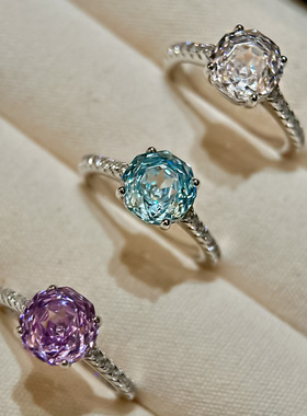 卓之凡珠宝 S925银新品2.5克拉千禧切八边石结婚戒指可送礼七夕款