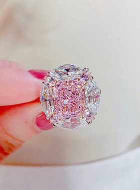 卓之凡珠宝2023新品S925银泡泡糖粉钻8*10雷迪恩戒指跨境一件代发