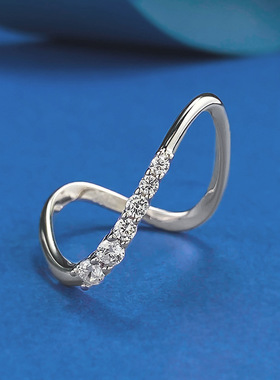 洛熙寺珠宝新款S925银曲线波浪异形戒指欧美速卖通跨境款ins叠戴