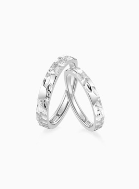 冰川之约925银情侣对戒男女一对小众设计戒指新款生日礼物送女友