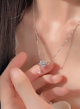 s925纯银爱心项链水滴流苏小清新七夕情人节礼物厂家批发