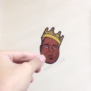 全刺绣hiphop嘻哈东海岸饶舌说唱歌手B.I.G. 衣服T恤外套补丁布贴