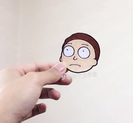 卡通动画莫蒂刺绣补丁布贴魔术贴章