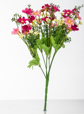 小束雏菊仿真花/绢花手感花粉红小雏菊挂壁摆放装饰吊篮装饰花卉