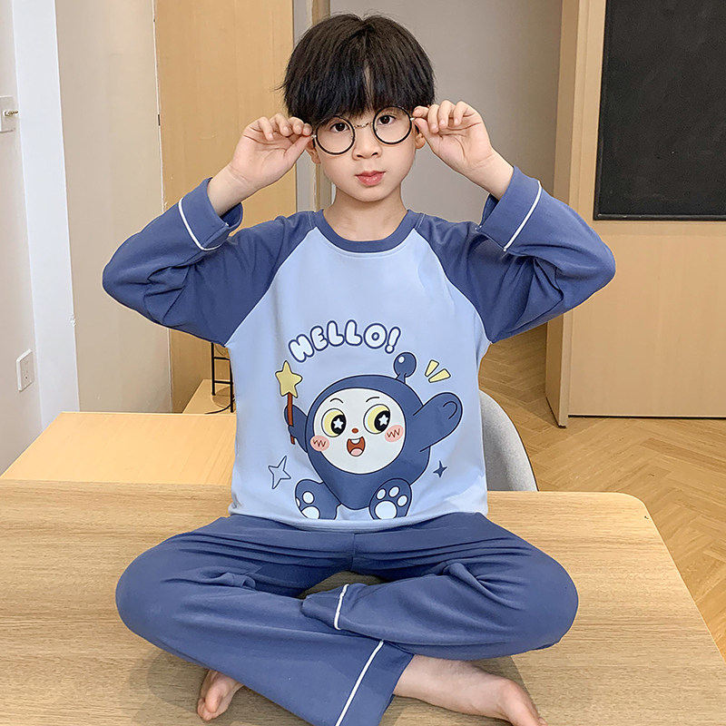 男童睡衣春秋季纯棉长袖儿童蛋仔