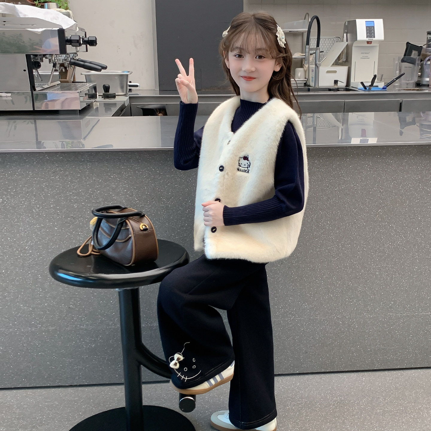 女童马甲秋冬款2026新款儿童套装