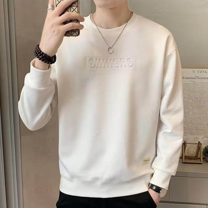 纯棉立体字母简约纯色加绒卫衣男装圆领2024新款潮牌秋冬男士上衣,男装,卫衣,淘宝优惠券,粉丝福利购,淘宝优惠卷