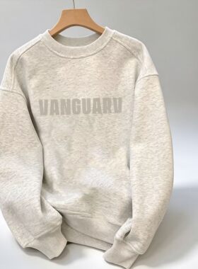 美式嘻哈印花加绒加厚卫衣男秋冬