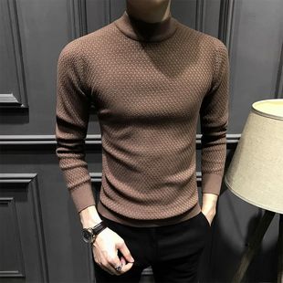 内搭加厚针织衫 新款 韩版 修身 秋冬季 打底毛衫 高级半高领毛衣男爆款
