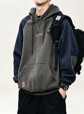 卫衣男秋冬款帅气加绒外套