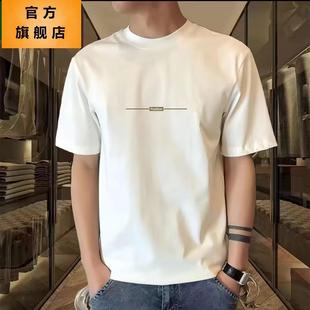 全棉半袖 2025夏季 潮流宽松圆领上衣打底衫 t恤男士 体恤潮 纯棉短袖