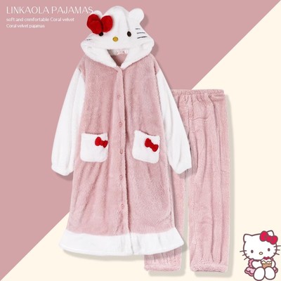 hellokitty睡衣女冬季珊瑚绒加绒
