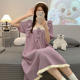 睡衣女士夏天孕妇连衣裙 棉质紫色加大码 公主风睡裙夏季 女2024新款