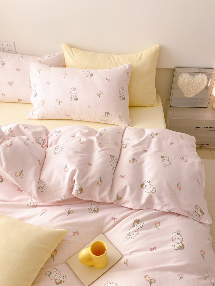 卷耳兔丨卡通双层纱纯棉床品床单被套三四件套定制床笠床罩,床上用品,床单,淘宝优惠券,粉丝福利购,淘宝优惠卷