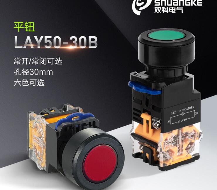 30孔径按钮 LAY50-30B-11D 一开一闭自复位 LAY50-22 ui660V 10A