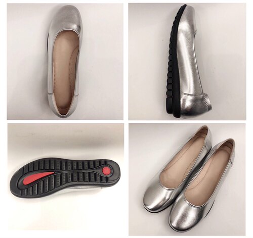 银色感叹号空姐头层牛皮工作鞋