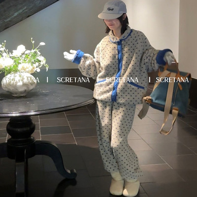 三层夹棉加绒加厚保暖女士睡衣