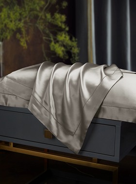 夏季水洗真丝枕头套单只灰色高档冰丝枕巾一对装丝绸枕芯套可定制