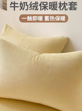 A类纯色牛奶绒单只枕头套一对装