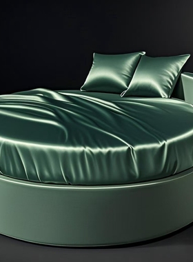 定制高级感墨绿色水洗真丝圆床笠单件亲肤裸睡冰丝圆形床罩四件套