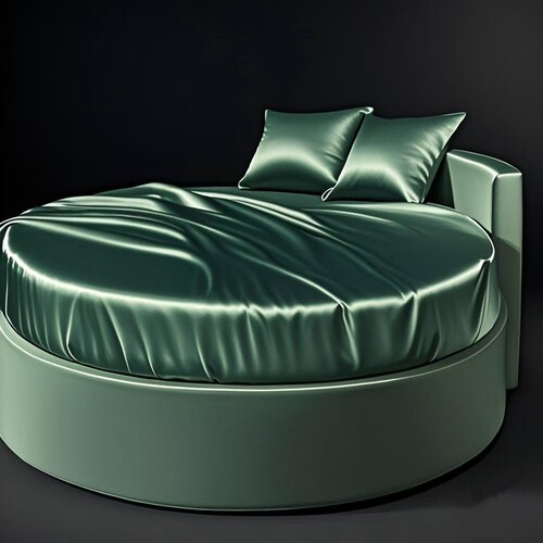 高级感墨绿色水洗真丝冰丝圆床笠