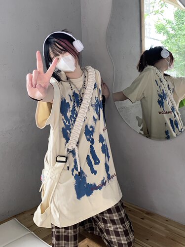 takeoff咖喱复古印花短袖街头