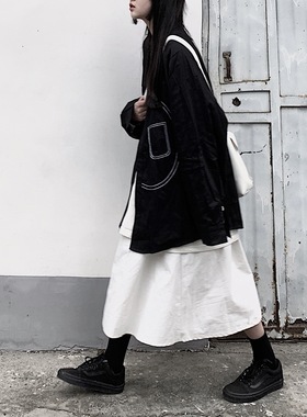 Takeoff咖喱人日系宽松衬衣百搭工装外套中长学生oversiz男女复古