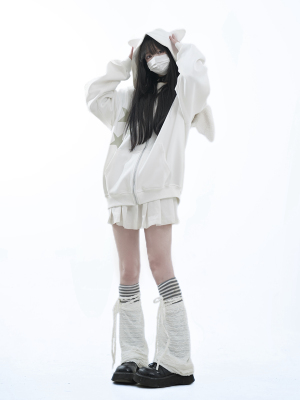 咖喱人原创天使翅膀猫耳星星卫衣外套拉链开衫宽松上衣设计感女潮