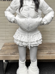 咖喱人新款星星印花蓬蓬蛋糕裙防走光裙裤半身短裙女百搭可爱裙子