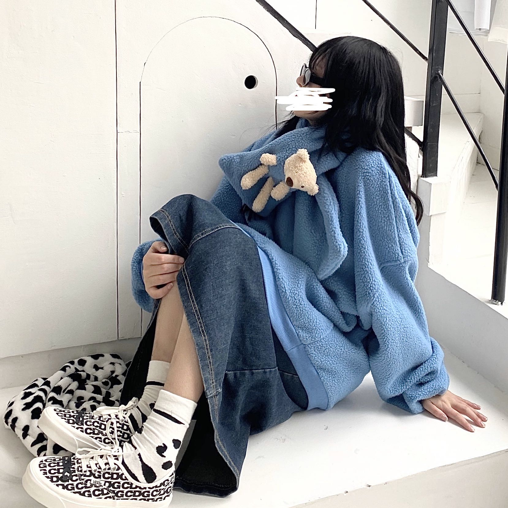 咖喱人带可爱情侣街头潮圆领卫衣