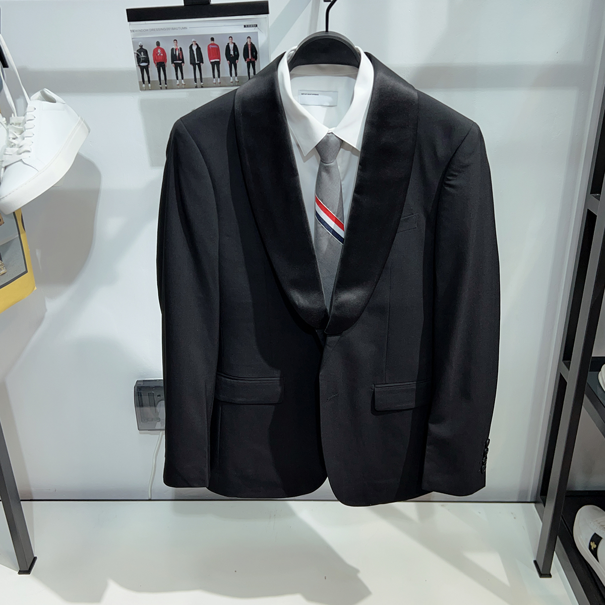 G男装黑色商务休闲羊毛西装外套