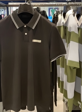 【冰氧吧】G家男装黑色短袖POLO衫男夏季撞色翻领百搭T恤4680E