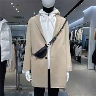 G家男装 山羊绒 秋冬卡其色双面羊绒大衣外套6008 绵羊毛 柜价2299