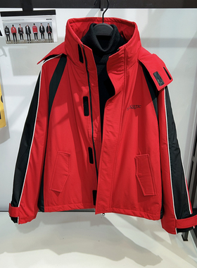 商场同款G家男装 夹棉连帽风衣男士加厚防风 撞色冲锋棉衣外套