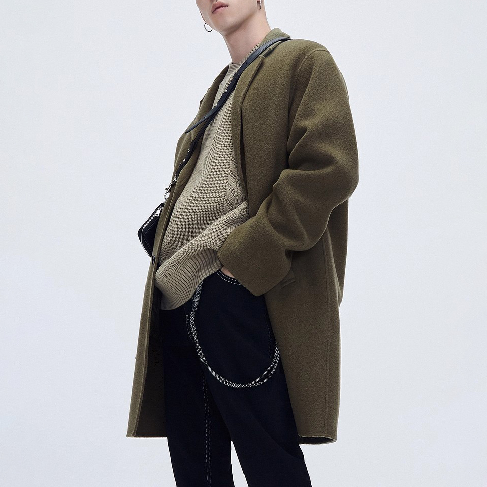 G男装双面羊毛呢内夹棉大衣外套