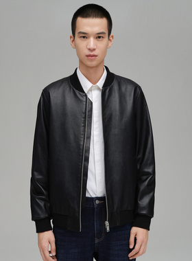 柜价3999[真皮绵羊皮]G家男装棒球领皮衣 内夹棉 皮茄克外套2011I