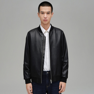 内夹棉 柜价3999 棒球领皮衣 G家男装 皮茄克外套2011I 真皮绵羊皮
