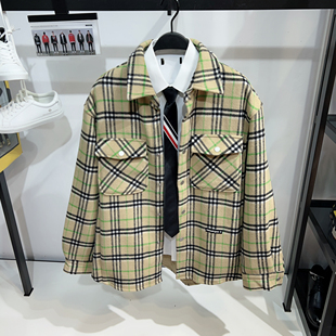 格纹夹克秋冬厚实双面羊毛呢工装 G家男装 翻领外套1519G 男女同款