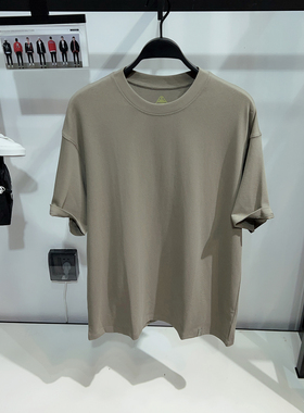 【白】男装重磅通勤短袖T恤男宽松休闲圆领军绿色情侣打底衫T2043
