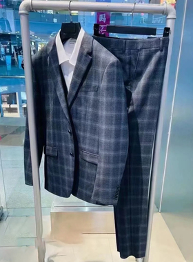 [清仓]G家男装格纹西装礼服套装男通勤商务英伦羊毛西服外套3540G