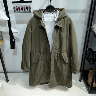 长款 G家男装 连帽羽绒服宽松刺绣白鸭绒外套1002G 两件套 柜2699