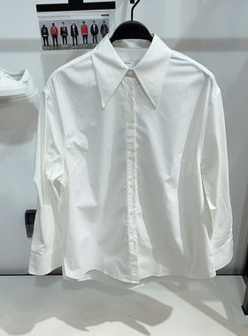 [G]女装高级感白色长袖衬衫25春秋新款通勤休闲尖领韩版衬衣0064J