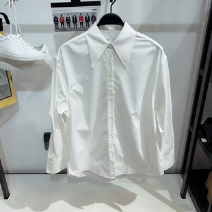 高级感白色长袖 女装 衬衫 25春秋新款 衬衣0064J 通勤休闲尖领韩版